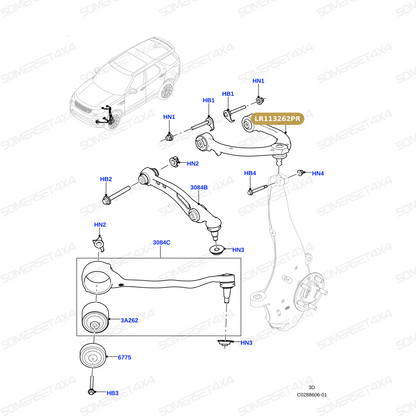 LR113262PR LAND ROVER - ARM - UPPER FRONT RH 247MM LENGTH R5/D5/ From PROEVO+