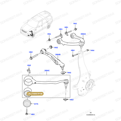 LR174897PYB LAND ROVER - BUSH SUSPENSION ARM From POLYBUSH