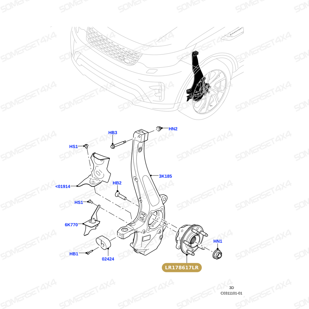 LR178617LR GENUINE LAND ROVER - HUB - WHEEL