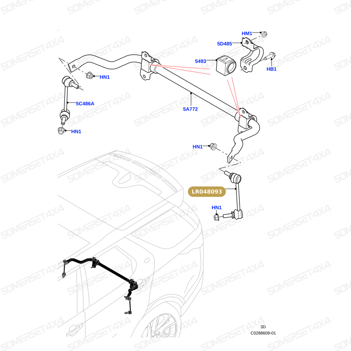 LR048093 LAND ROVER - LINK - STABILIZER BAR - REAR LH - RR L405 From ALLMAKES