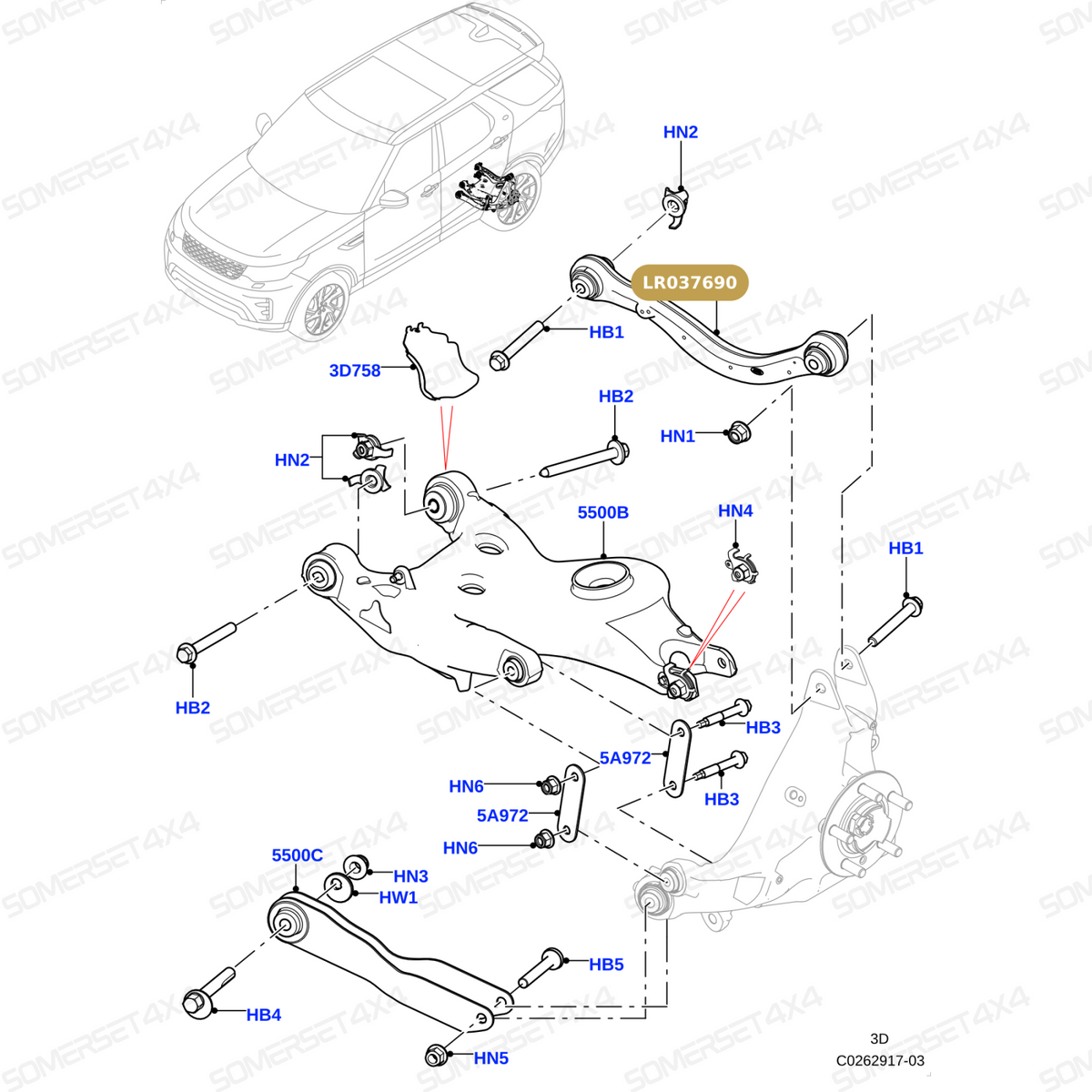 LR037690 LAND ROVER - ARM REAR SUSPENSION - RR L405 From ALLMAKES