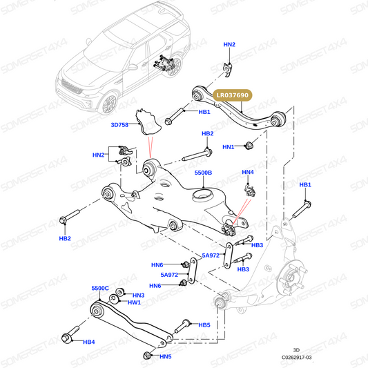 LR037690 LAND ROVER - ARM REAR SUSPENSION - RR L405 From ALLMAKES