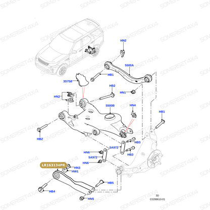 LR163134PR LAND ROVER - ARM - LOWER REAR LH From PROEVO+