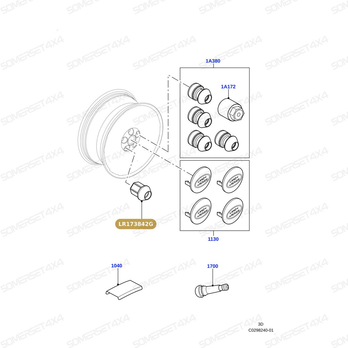 LR173842G LAND ROVER - NUT - WHEEL From PR2 ALLMAKES OE