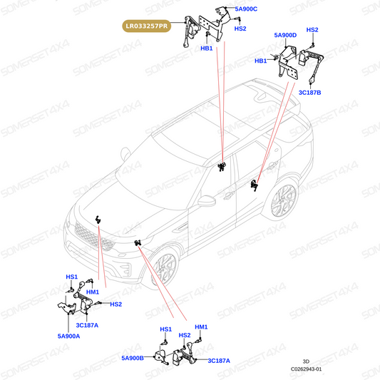 LR033257PR LAND ROVER - SENSOR - RIDE HEIGHT - AIR SUSPENSION From PROEVO+