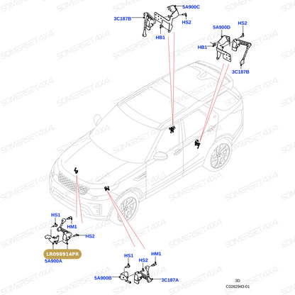 LR098914PR LAND ROVER - SENSOR - RIDE HEIGHT - AIR SUSPENSION From PROEVO+