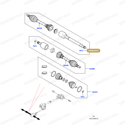LR064251 LAND ROVER - SHAFT - DRIVE From GKN