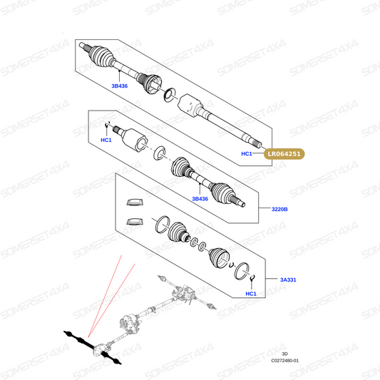 LR064251 LAND ROVER - SHAFT - DRIVE From GKN