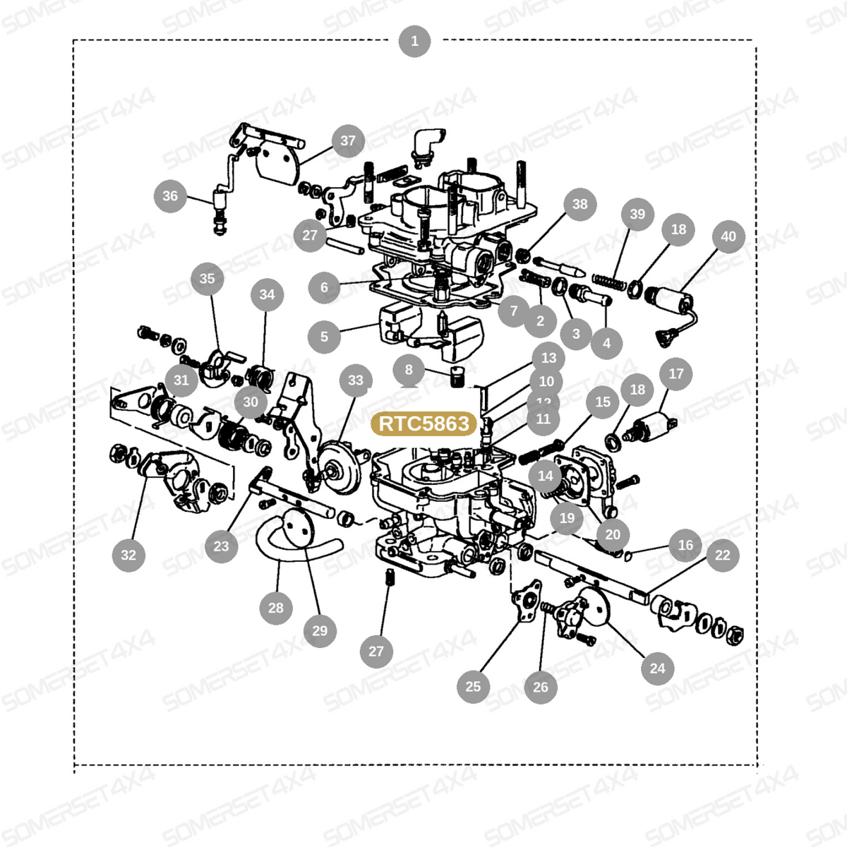 RTC5863 LAND ROVER - GASKET - KIT - CARBURETTER - OVERHAUL - 2.5 PETROL From WEBER