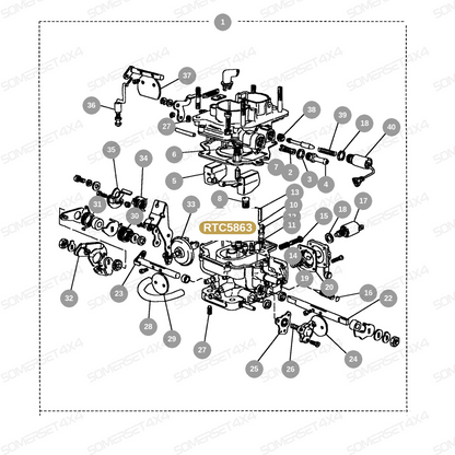 RTC5863 LAND ROVER - GASKET - KIT - CARBURETTER - OVERHAUL - 2.5 PETROL From WEBER