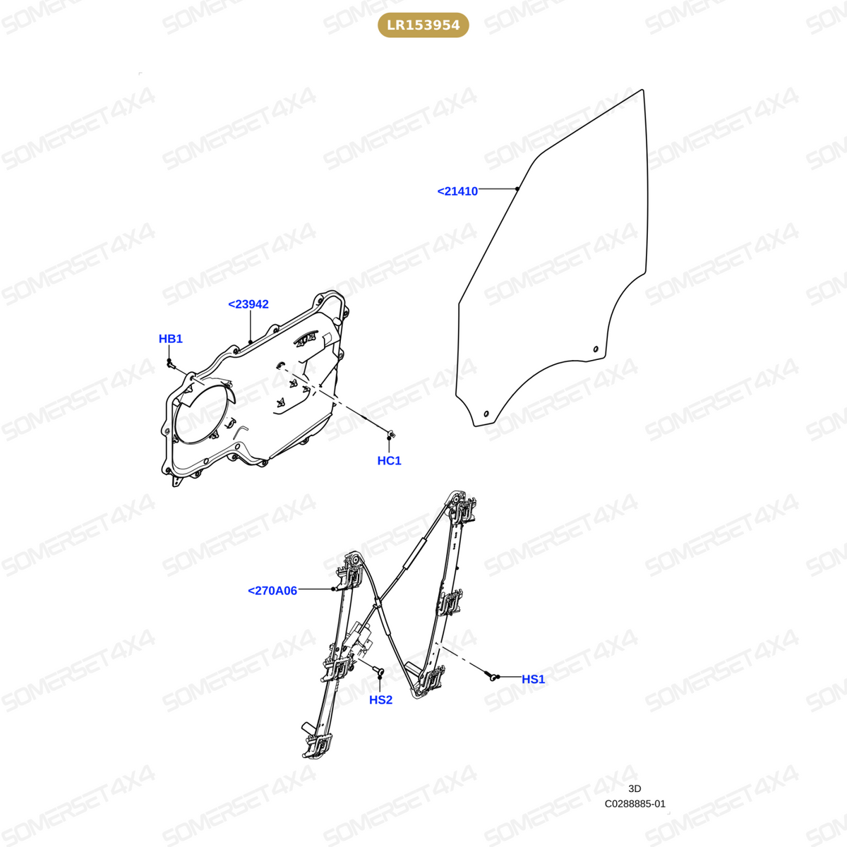 LR153954 Land Rover Discovery 5 RH (UK Passenger Side) Regulator and Motor Window