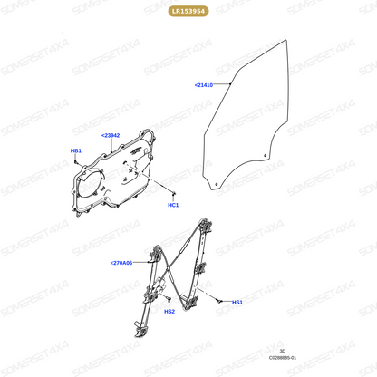 LR153954 Land Rover Discovery 5 RH (UK Passenger Side) Regulator and Motor Window