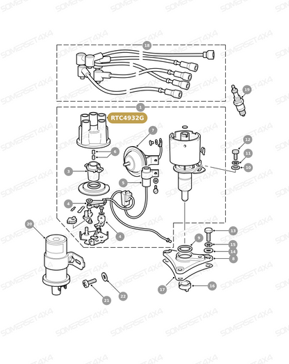 RTC4932G LAND ROVER - DISTRIBUTOR CAP - DEF - 2.5 PET - DEF From INTERMOTOR