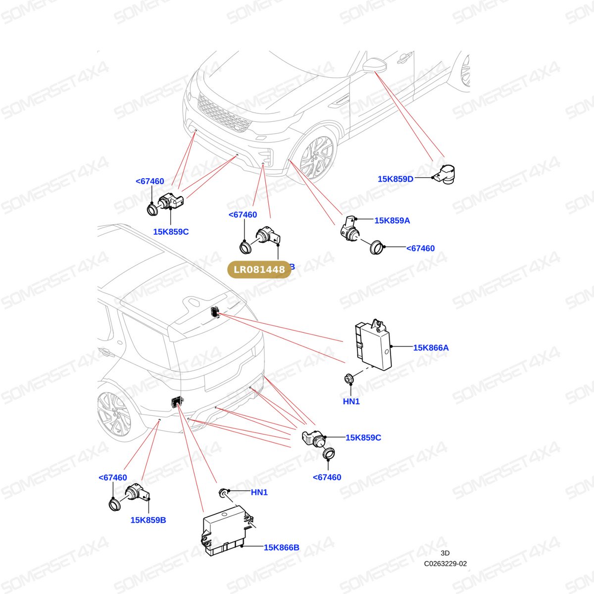 LR081448 LAND ROVER - SENSOR-PARKING AID From PR2 ALLMAKES OE