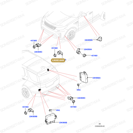 LR081448 LAND ROVER - SENSOR-PARKING AID From PR2 ALLMAKES OE
