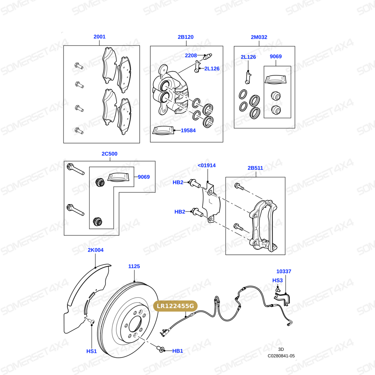 LR122455G LAND ROVER - SENSOR-BRAKE PAD WEAR-FRONT (18INCH) L405;L462;L494;L663 From BOWA
