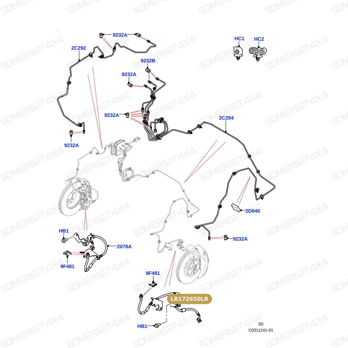 LR172650LR GENUINE LAND ROVER - HOSE - BRAKE