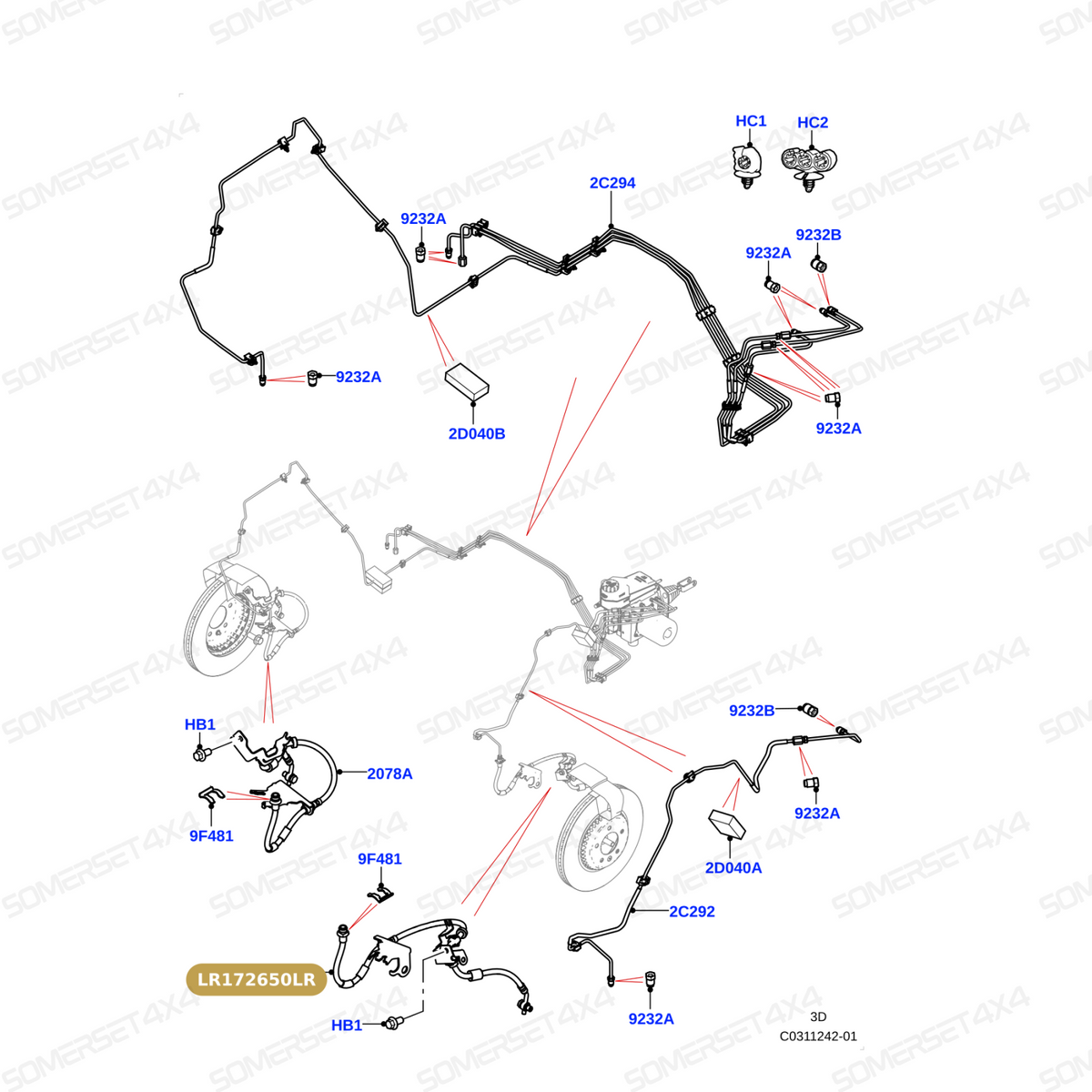 LR172650LR GENUINE LAND ROVER - HOSE - BRAKE