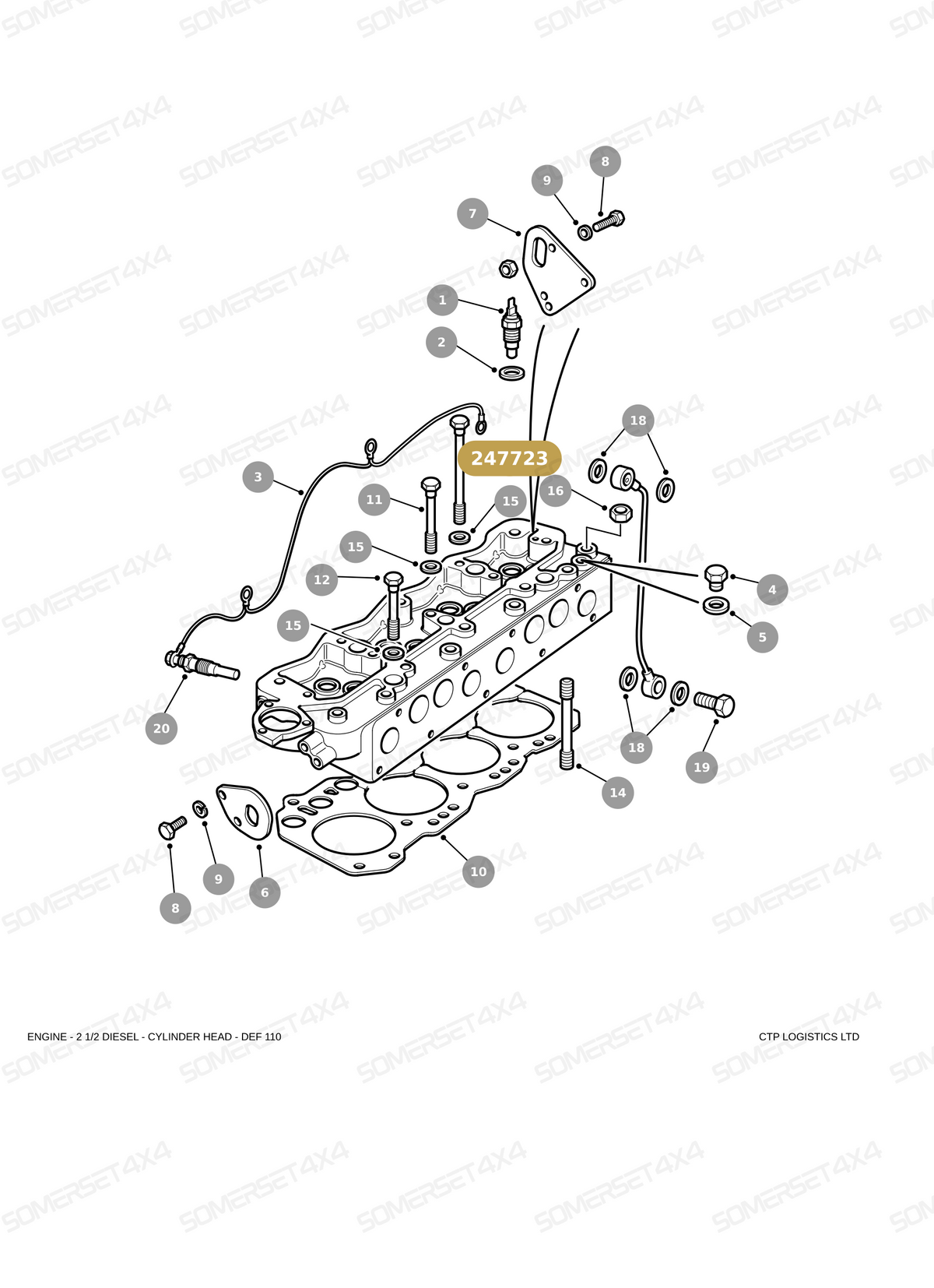 247723 LAND ROVER - BOLT FOR CYLINDER HEAD - 1/2 UNF X 6 - DIESEL From PR2 ALLMAKES OE