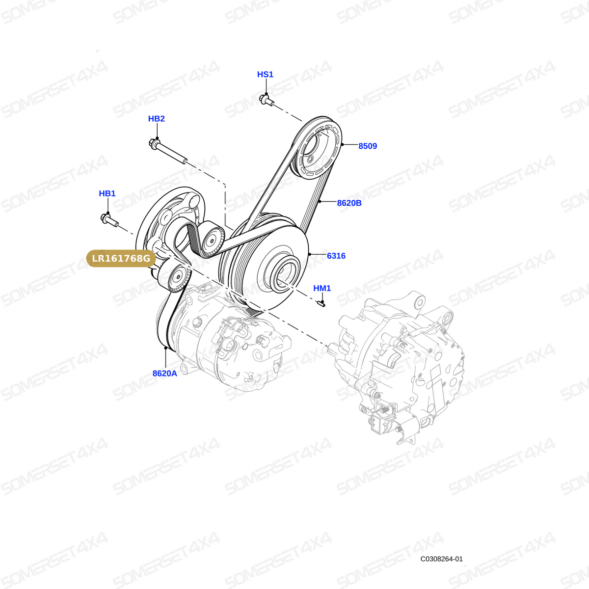 LR161768G LAND ROVER - TENSIONER - DRIVE BELT From PR2 ALLMAKES OE