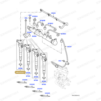LR125327 LAND ROVER - FUEL INJECTOR-NEW 2.0D L462;L538;L550;L551;L560 From BOSCH