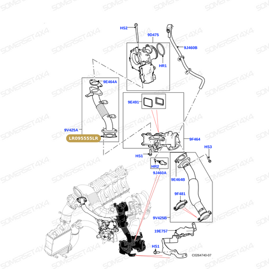 LR095555LR GENUINE LAND ROVER - Gasket - EGR Outlet