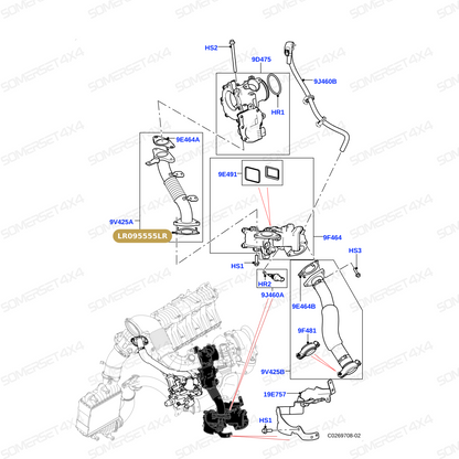 LR095555LR GENUINE LAND ROVER - Gasket - EGR Outlet
