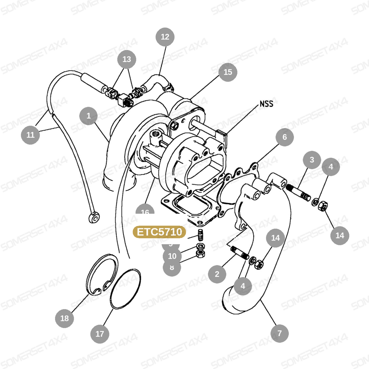 ETC5710 LAND ROVER - GASKET FOR EXHAUST MANIFOLD TO TURBOCHARGER - DIESEL From PR2 ALLMAKES