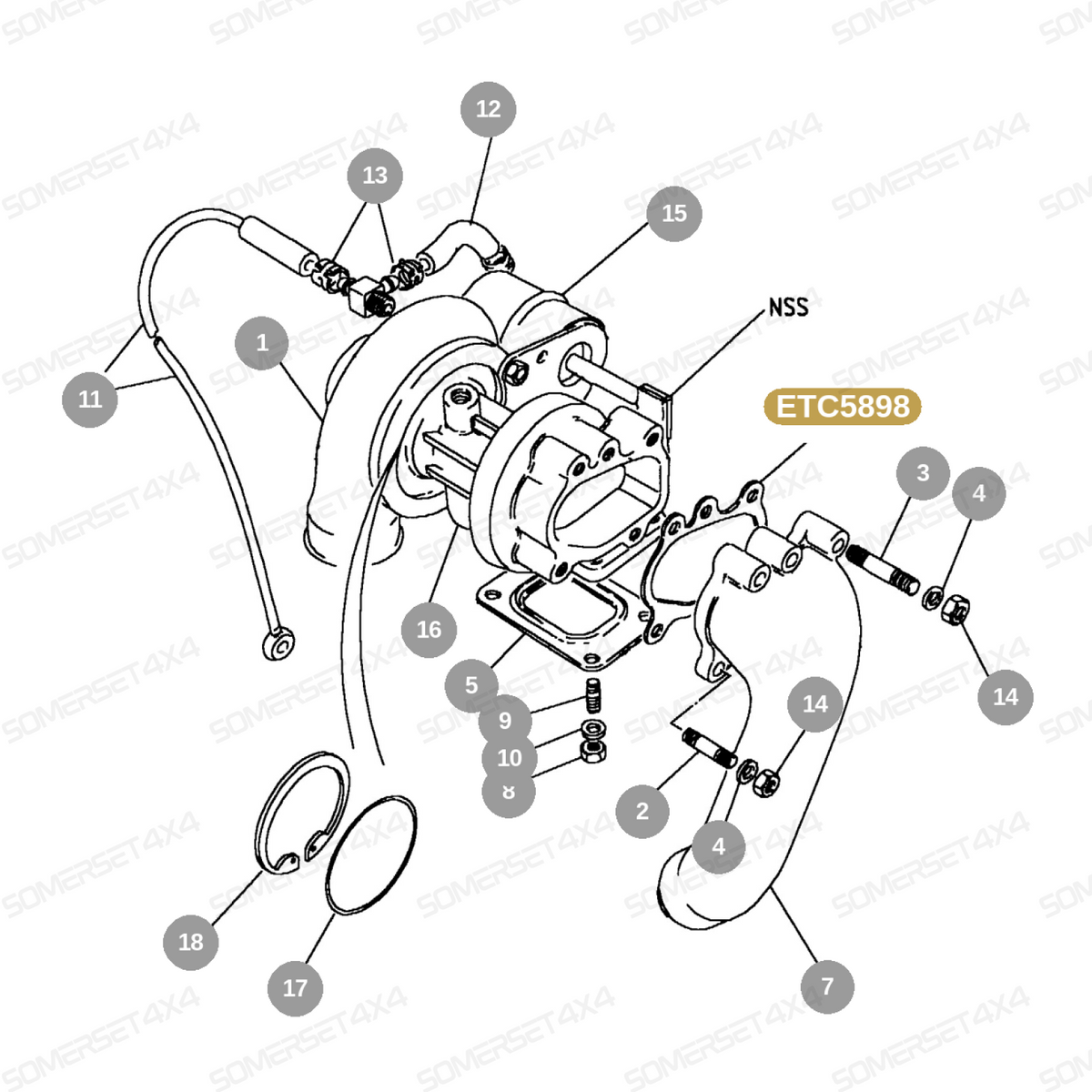 ETC5898 LAND ROVER - GASKET - TURBOCHARGER - DIESEL From PR2 ALLMAKES