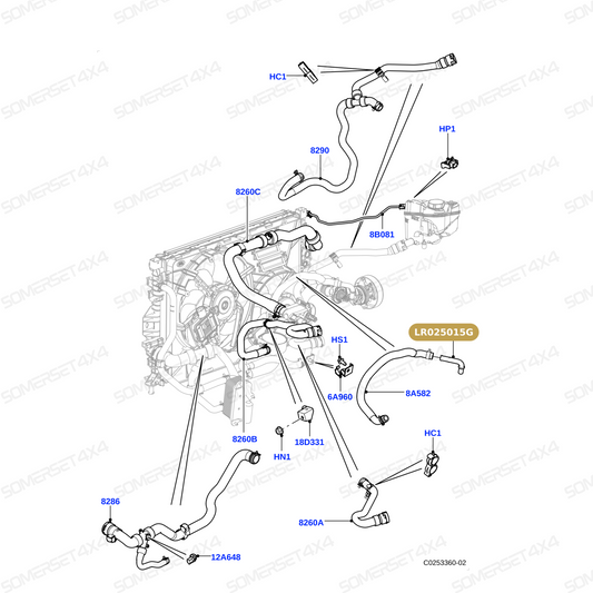 LR025015G LAND ROVER - CONNECTOR WATER OUTLET 2.0L TIVCT L359 L538 L550 OE From OEM