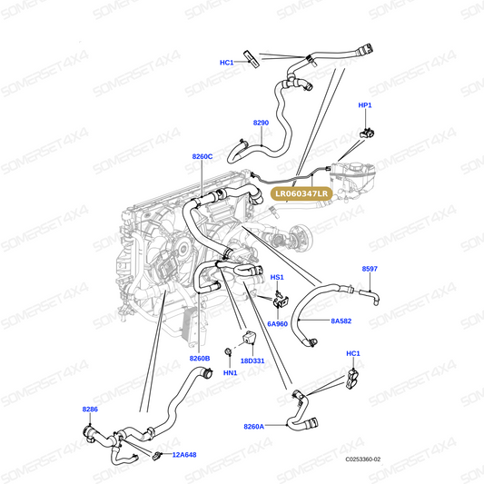 LR060347LR GENUINE LAND ROVER - HOSE - DEGAS COOLING SYSTEM