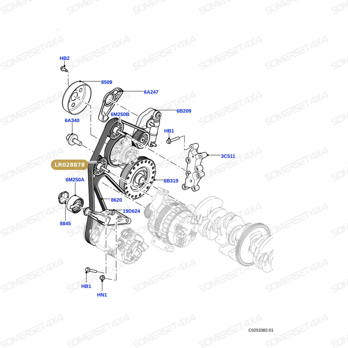 LR028878 LAND ROVER - IDLER - ACCESSORY DRIVE From BRITPART