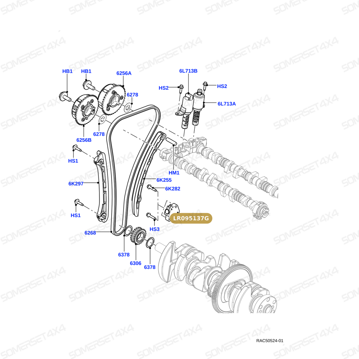 LR095137G LAND ROVER - TENSIONER-TIMING CHAIN 2.0L TIVCT L359;L405;L494;L538;L550 From OEM