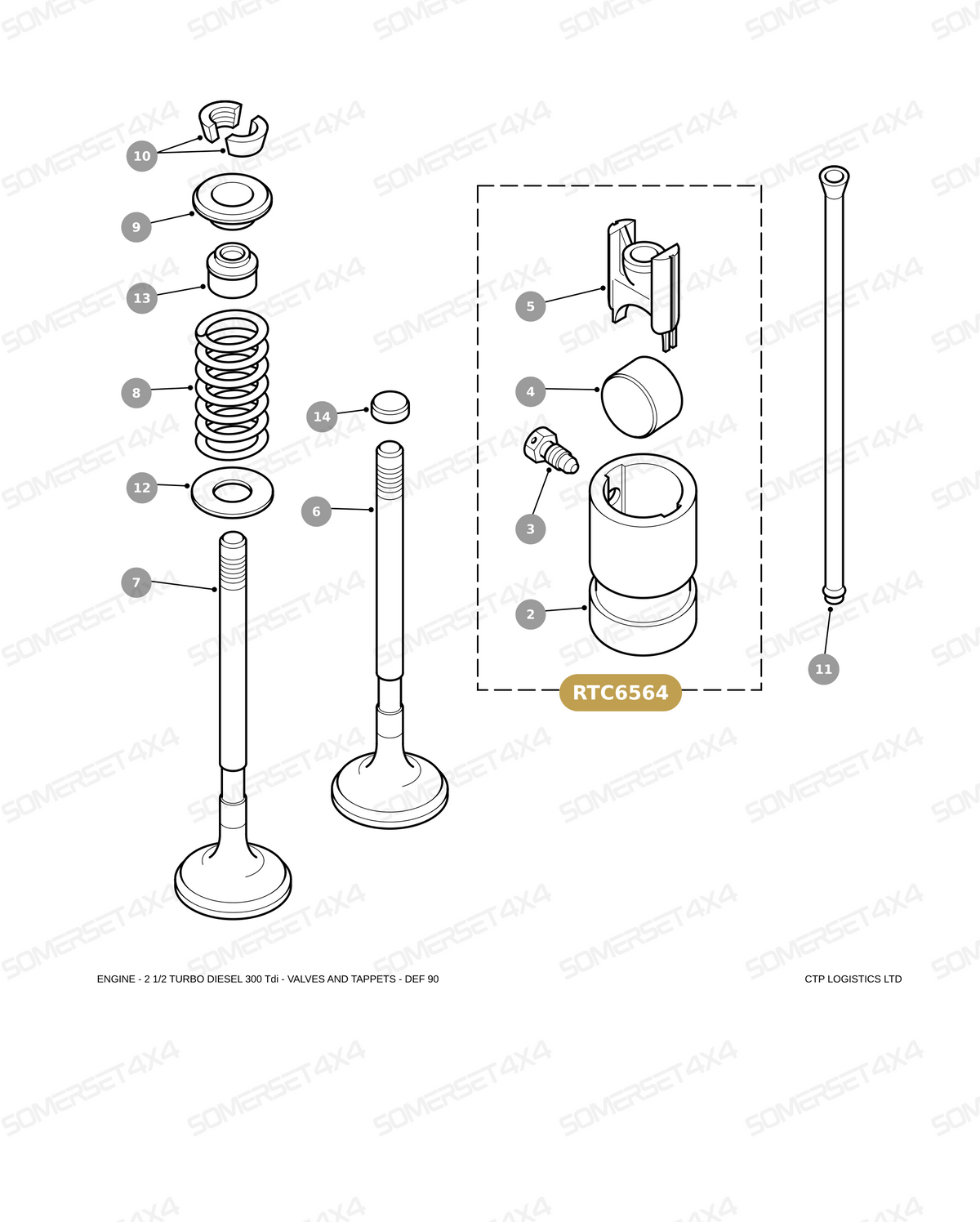 RTC6564 LAND ROVER - TAPPET KIT - CYLINDER HEAD - ENGINE VALVE - HYDRAULIC From ALLMAKES
