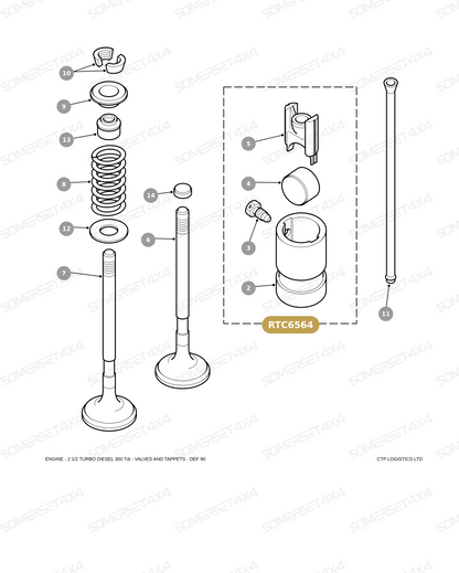 RTC6564 LAND ROVER - TAPPET KIT - CYLINDER HEAD - ENGINE VALVE - HYDRAULIC From ALLMAKES