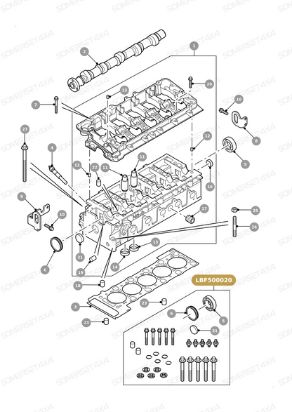 LBF500020 LAND ROVER - KIT - INSTALLATION - CYLINDER HEAD - TD5 From ALLMAKES