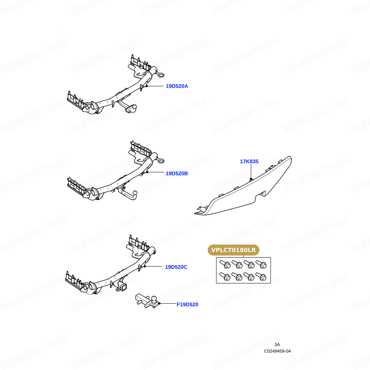 VPLCT0180LR GENUINE LAND ROVER - KIT - FIXING PARTS
