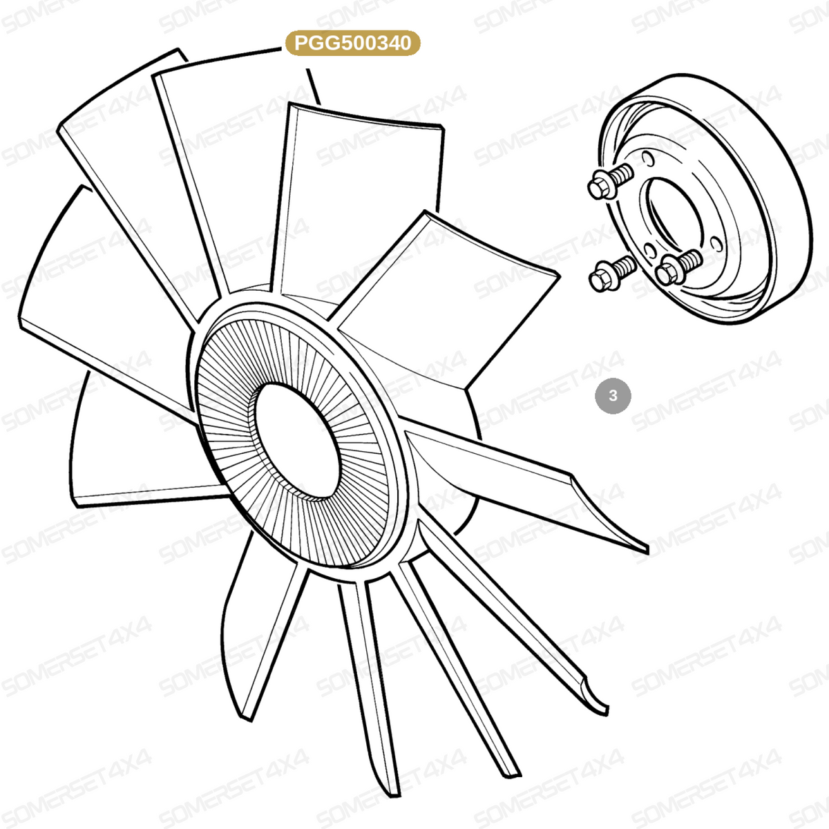 PGG500340 LAND ROVER - ENGINE COOLING FAN - INCLUDES FAN DRIVE - DIESEL From ALLMAKES