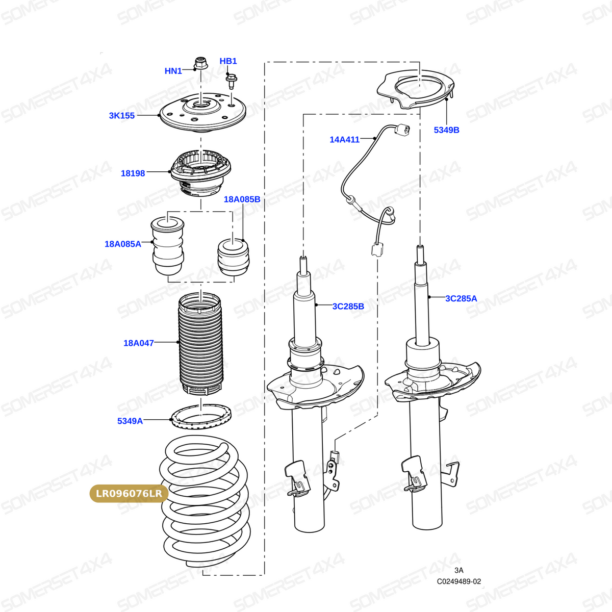 LR096076LR GENUINE LAND ROVER - SPRING - SUSPENSION - FRONT