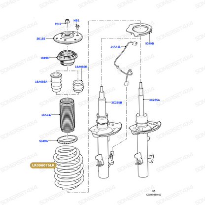 LR096076LR GENUINE LAND ROVER - SPRING - SUSPENSION - FRONT