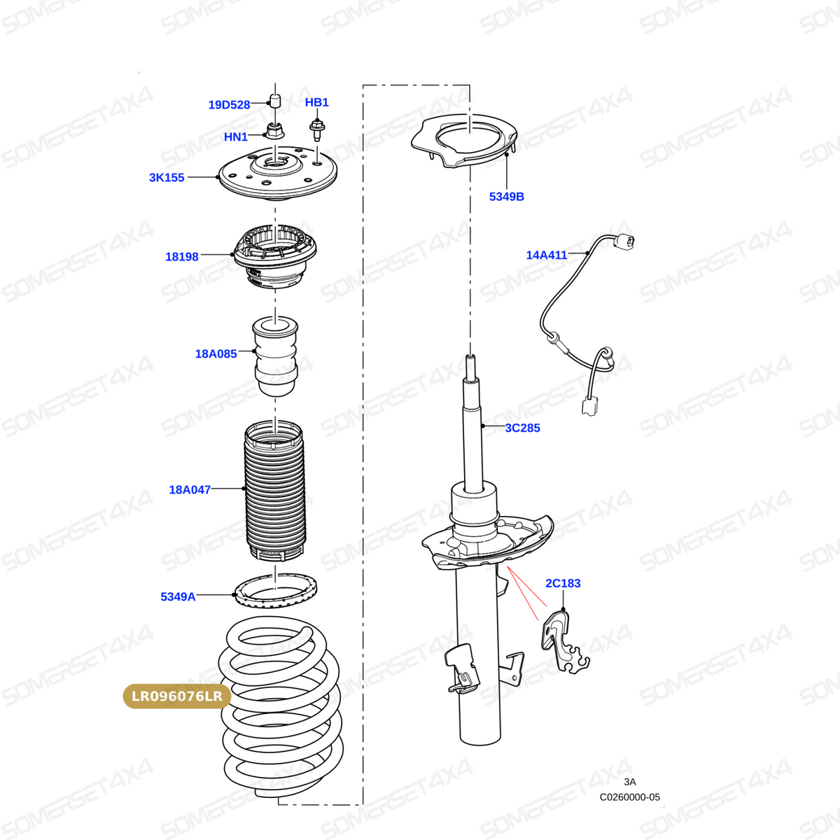 LR096076LR GENUINE LAND ROVER - SPRING - SUSPENSION - FRONT