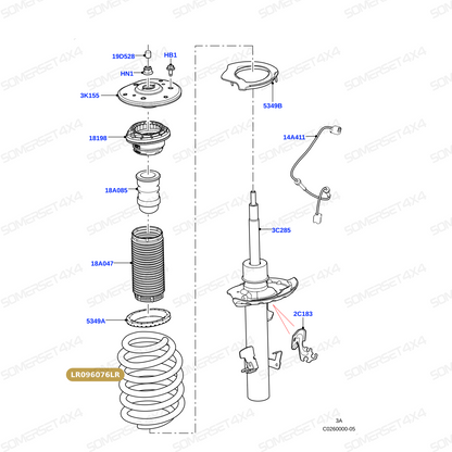 LR096076LR GENUINE LAND ROVER - SPRING - SUSPENSION - FRONT