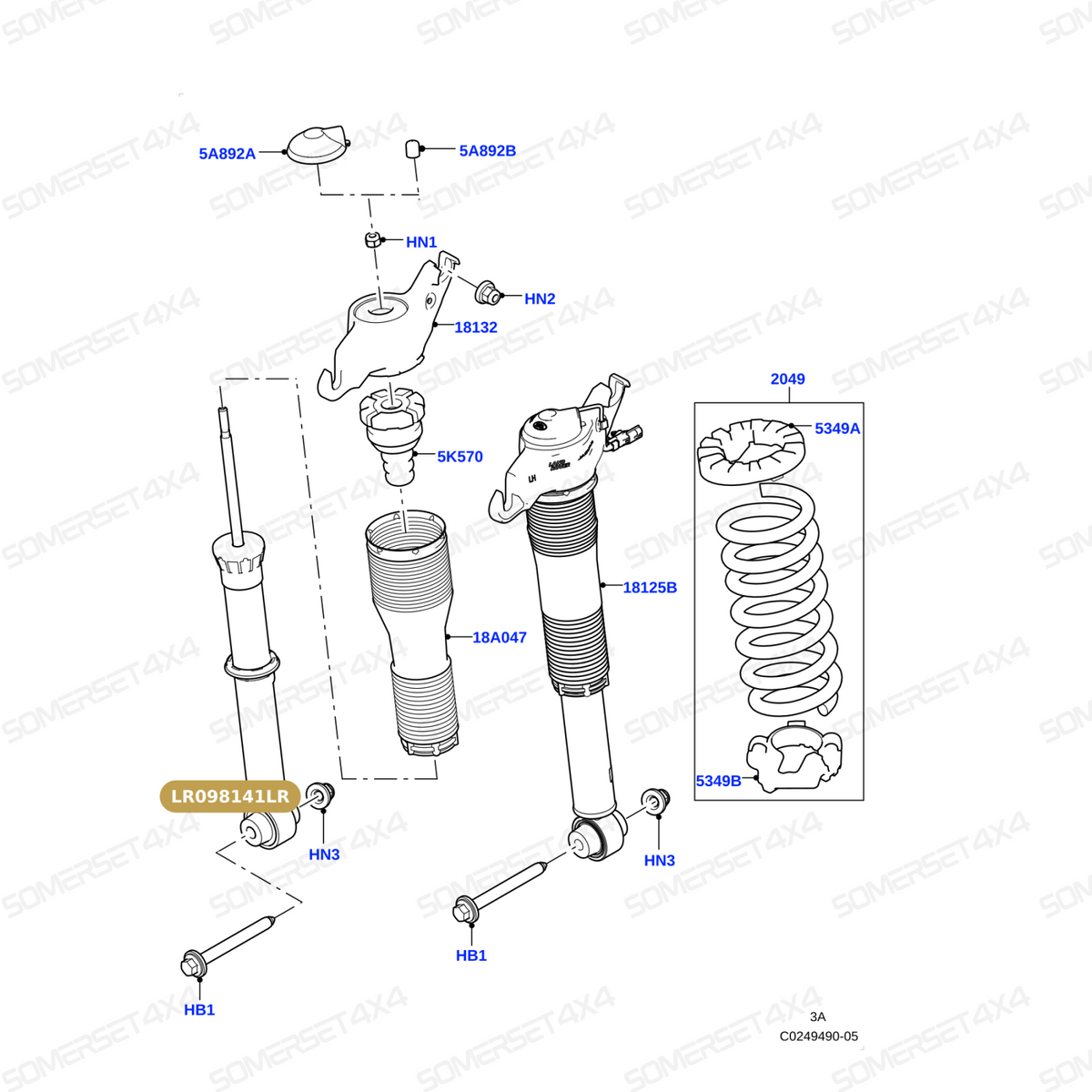 LR098141LR GENUINE LAND ROVER - SHOCK ABSORBER - REAR