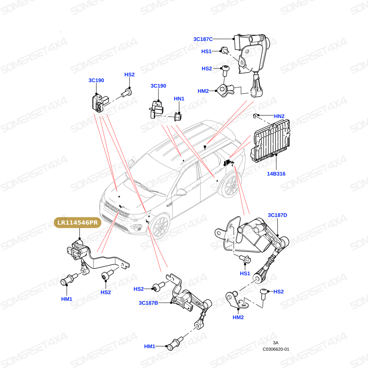 LR114546PR LAND ROVER - SENSOR - RIDE HEIGHT - AIR SUSPENSION From PROEVO+