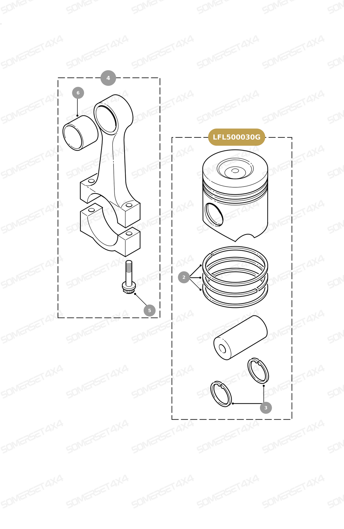 LFL500030G LAND ROVER - PISTON AND PIN ASSY - TD5 From PR2 ALLMAKES OE
