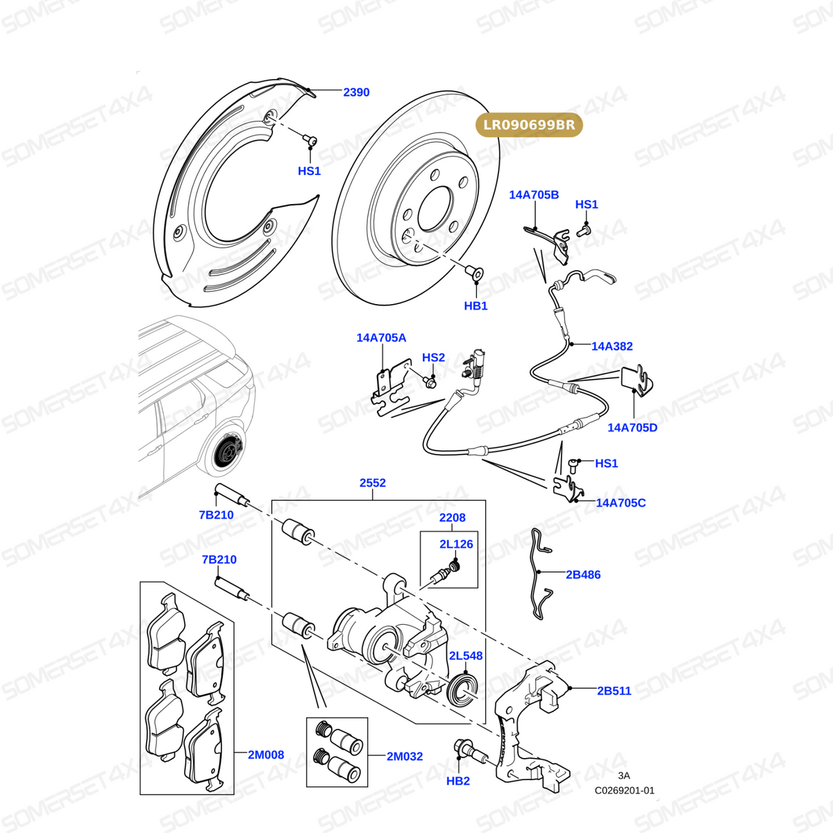 LR090699BR LAND ROVER - DISC -BRAKE - PAIR From BREMBO