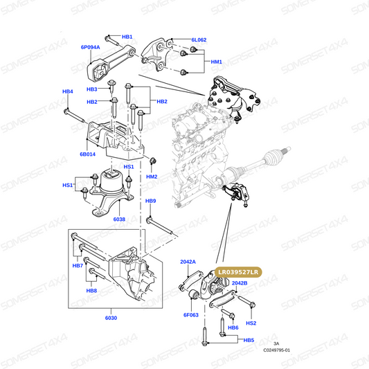LR039527LR GENUINE LAND ROVER - INSULATOR - ENGINE SUPPORT