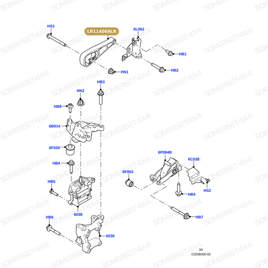 LR114069LR GENUINE LAND ROVER - INSULATOR - ENGINE COMPARTMENT