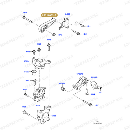 LR114069LR GENUINE LAND ROVER - INSULATOR - ENGINE COMPARTMENT