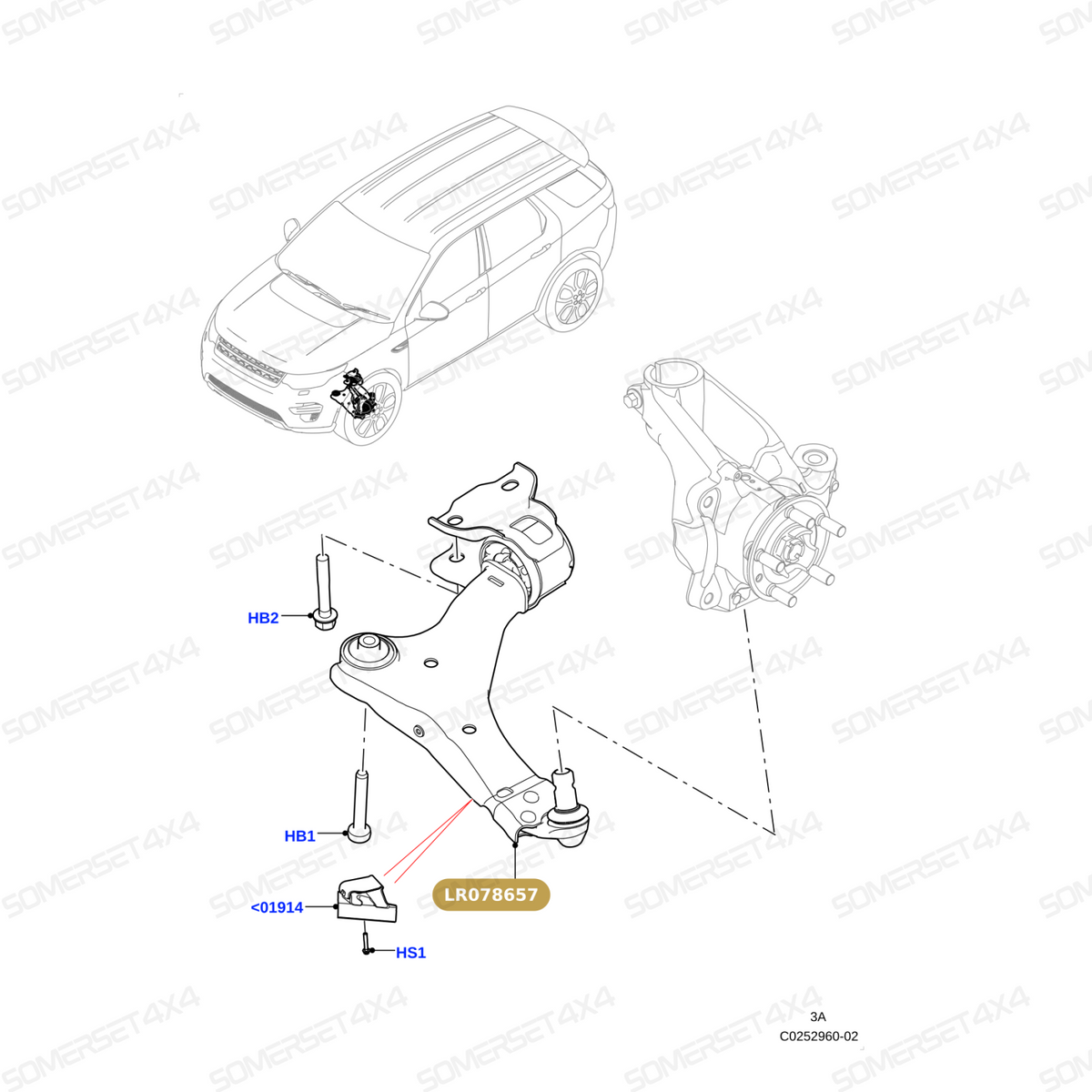 LR078657 LAND ROVER - ARM - FRONT SUSPENSION - LH From PR2 ALLMAKES